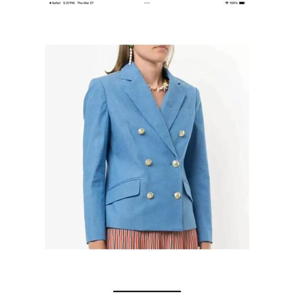 NEW Derek Lam 10 Crosby Myla Blue Double Breasted Blazer Size 2 NWT - Picture 1 of 7